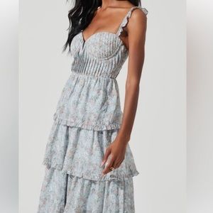 ASTR the Label blue floral midi dress NWT large